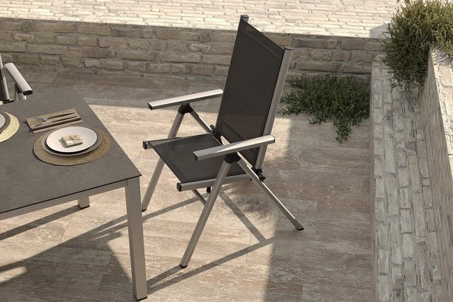 Kettler BasicPlus Pro Klappstuhl aus Aluminium und Textilene in Silber/Anthrazit, H x B x T: 110 x 62 x 75 cm - Bild 1