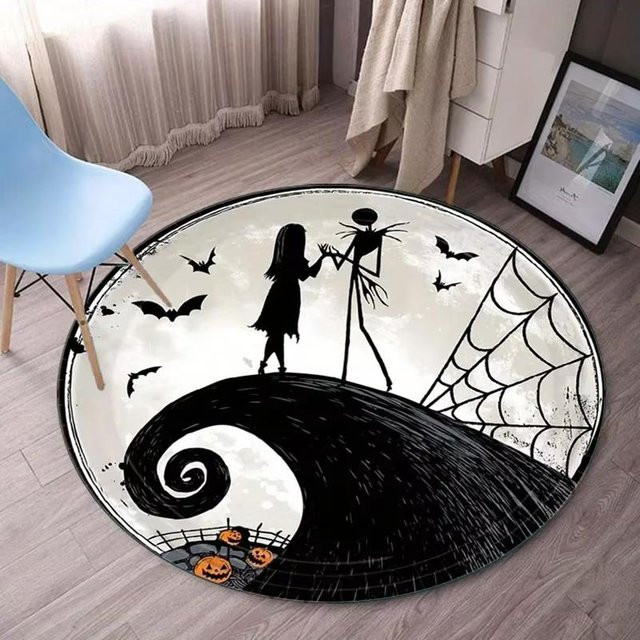 Runder Teppich mit abstraktem Design in Schwarz, Durchmesser: 60 cm - Bild 1