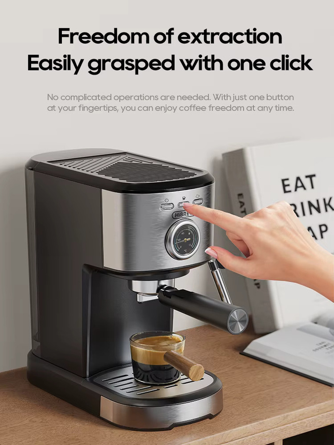 HiBREW Espressomaschine H5A Halbautomatische Kaffeemaschine mit 20 Bar Druck und Temperaturanzeige aus Edelstahl - Bild 2