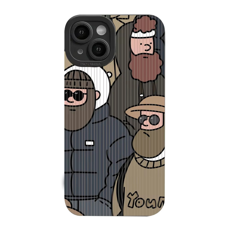 Stoßfeste Silikon Handyhülle mit Cartoon Line Onkel Design für iPhone 15 14 13 12 11 Pro Max XR X XS 7 8 Plus SE 2 in Multicolour - Bild 5