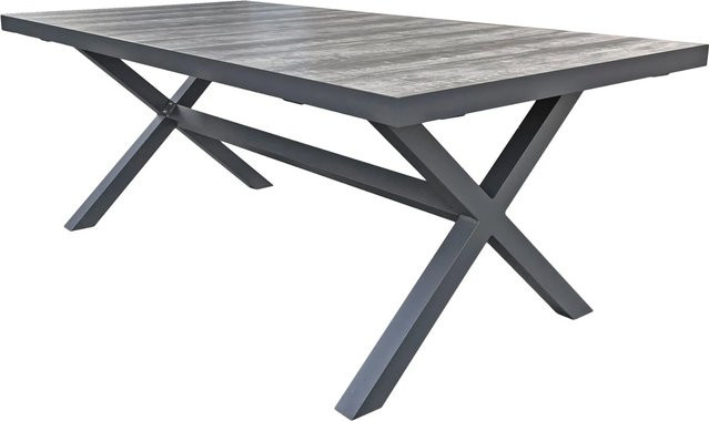 DELUKE Gartentisch INGER aus Aluminium und Keramik in Dunkelgrau, wetterfester Terrassentisch für Garten und Outdoor, B/T/H: 202 x 100 x 75 cm - Bild 1