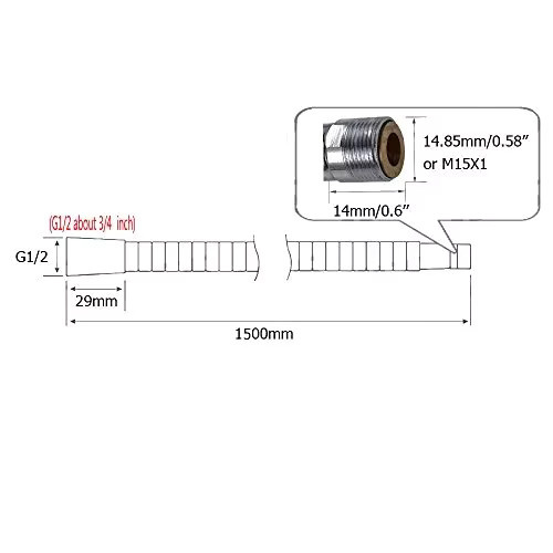Ersatz-Sanitärschlauch aus geflochtenem Nylon für herausziehbare Küchenarmaturen, Schwarz, Durchmesser: 15 mm - Bild 1