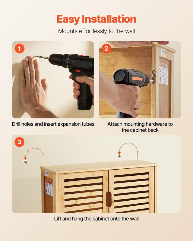 Buying Solutions MB Badezimmer-Wandschrank in Weiß mit 2 Türen und verstellbarem Einlegeboden zur Wandmontage - Bild 10