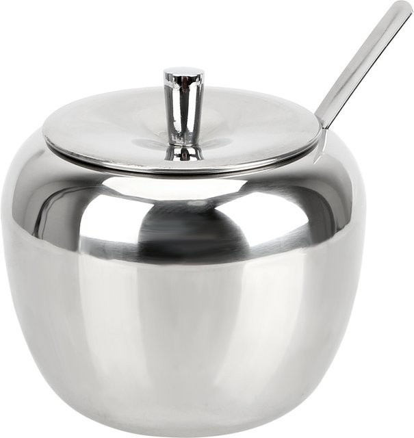 NICEYARD Gewürzglas und Zuckerdose aus Edelstahl und Glas in Silber mit Deckel und Löffel - Bild 1