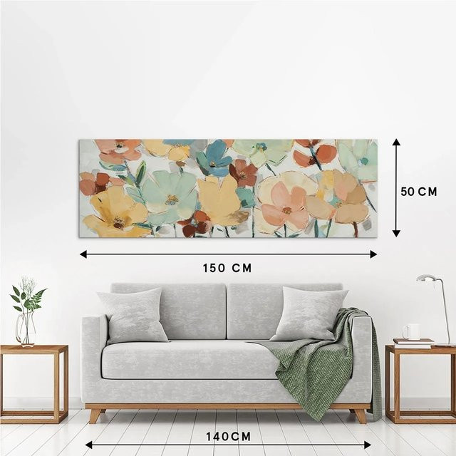Art Universe Leinwandbild Pastellblumen in Beige und Multicolour, Modernes Floral Design, B: 50 cm, H: 150 cm - Bild 1