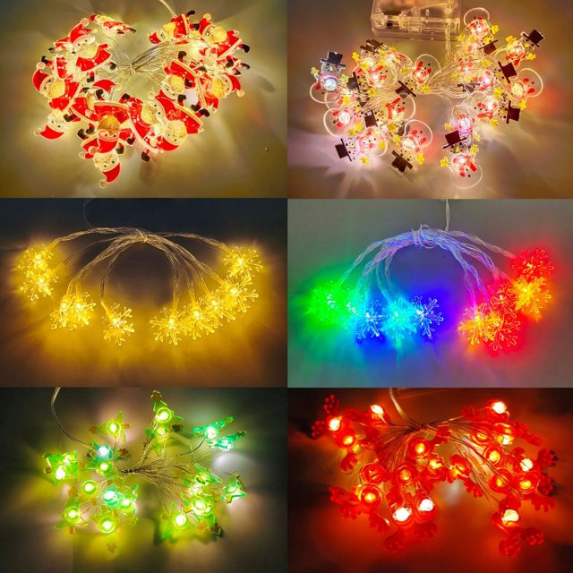 Weihnachtliche Lichterkette mit Santa Claus und Schneeflocken für Weihnachtsbaum und Garten aus Kunststoff - Bild 1