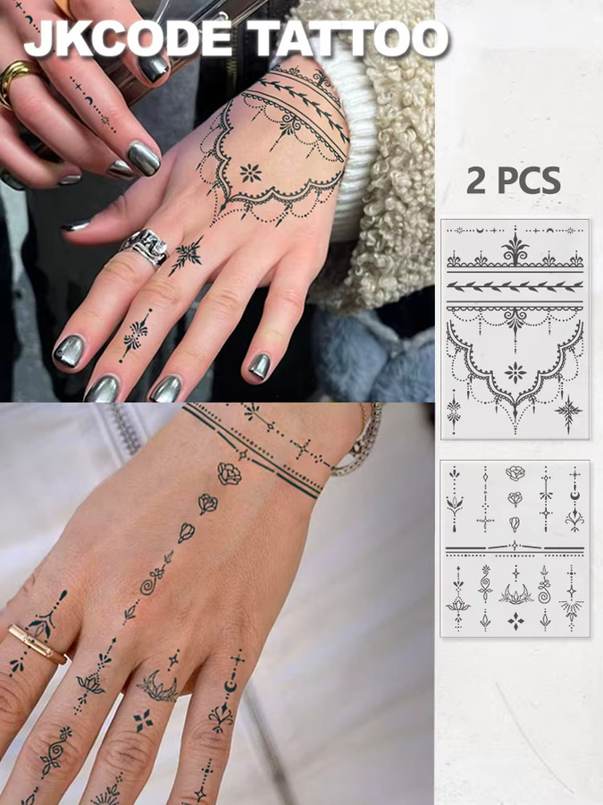 JKCODE TATTOO Mini-Finger-Tattoo-Aufkleber, 2-teiliges Set, Unisex - Bild 5