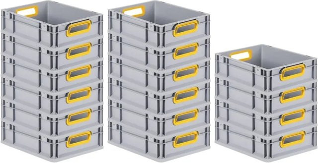 PROREGAL Spar Set 16x Eurobox Nextgen Color Eurobehälter mit Griffen, Gelb, H x B x T: 12 x 30 x 40 cm, 11 Liter - Bild 1