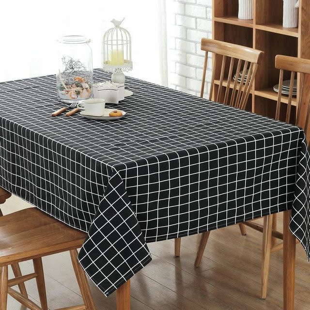 Nordische Leinentischdecke Super Six, rechteckig, Schwarz, wasserabweisend, Breite: 140 cm - Bild 1