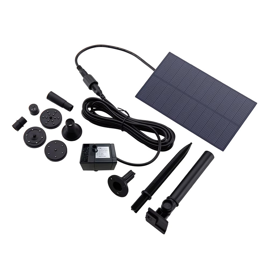 Solarbetriebene Wasserpumpe für Gartendekoration und Fischbecken mit Solarpanel und Pfahl, Schwarz, 180L/h - Bild 6