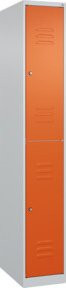 C+P Doppelstock-Spind Classic PLUS mit 1 Abteil, grau und orange, Stahl, B/T/H: 30 x 50 x 185 cm, mit Zylinderschloss und Kleiderstange - Bild 1