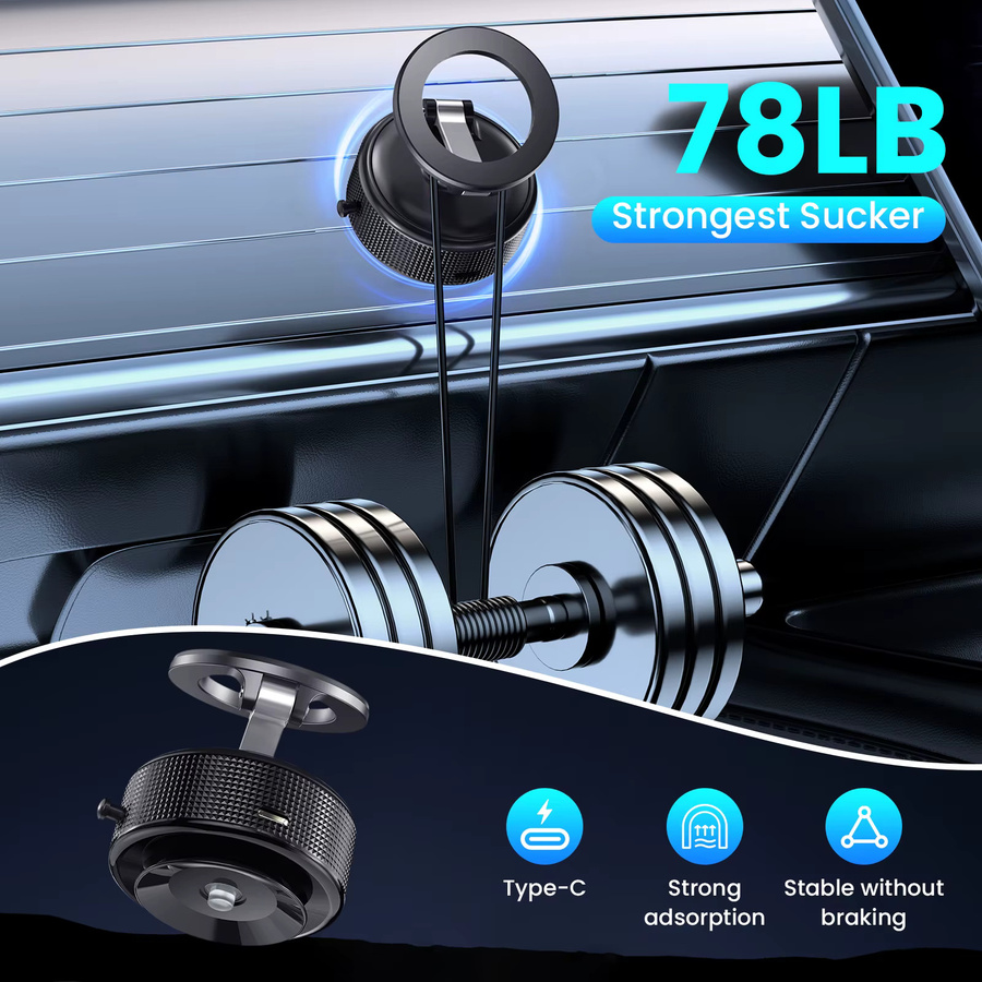 SAKOYDA Magnetischer Autotelefonhalter in Schwarz mit faltbarem Design und 360 Grad Verstellbarkeit für Auto, Schreibtisch oder Badezimmer - Bild 3