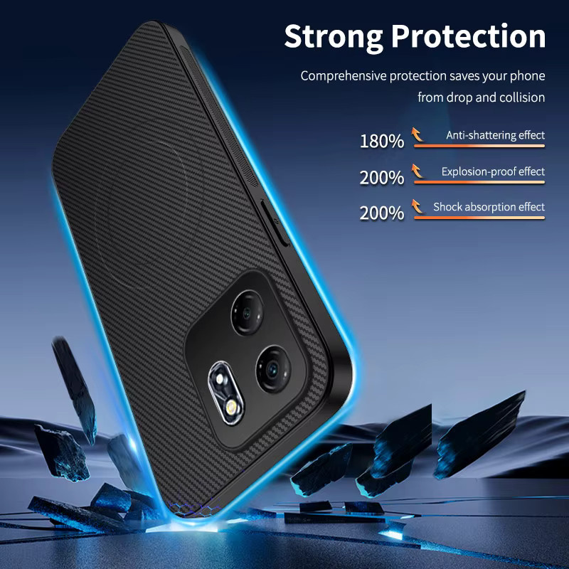 Luxus Business Schutzhülle mit Carbon-Faser-Muster für OPPO Reno 15 Pro, Magnetische Ladung, Anti-Drop Stoßfest, Blau und Schwarz - Bild 3
