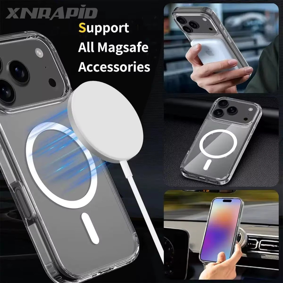 JIUFIFTH MagSafe Magnetische Schutzhülle für iPhone 17, 17Air und 17Pro Max, Stoßfeste Transparente PC Hülle, Farbe: Transparent - Bild 4