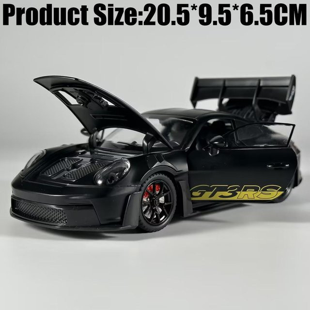 Linyi toy car Porsche 911 GT3 RS 992 Generation, Modellauto, Metall, Schwarz, 1:24, ab 14 Jahren - Bild 1