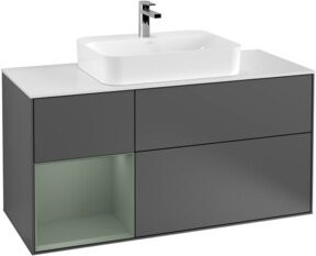V&B Waschtischunterschrank Finion mit Wandbeleuchtung, Anthrazit lackiert, B: 120 cm, T: 50,1 cm, H: 50,1 cm - Bild 1