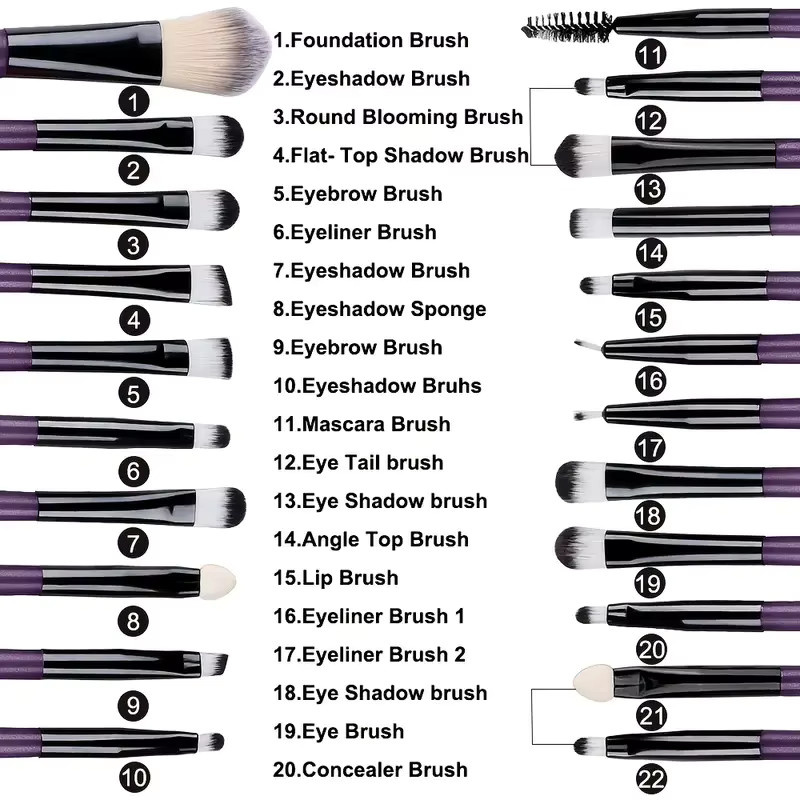 RUNTOIN Make-up-Pinsel-Set, 20-teilig, Unisex - Bild 4