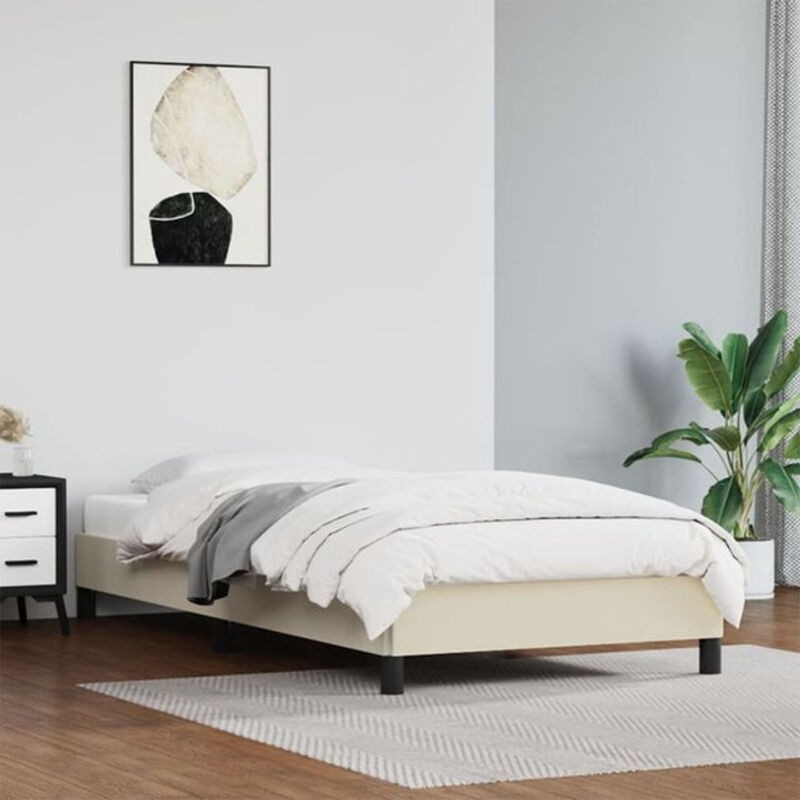 Polsterbett vidaxl in Beige aus Kunstleder mit minimalistischem Design, Breite: 90 cm, Länge: 200 cm - Bild 1