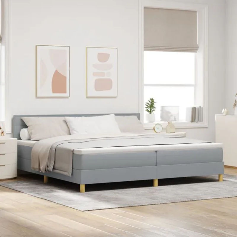 vidaXL Modernes Boxspringbett mit Matratze aus Stoff in Grau B/T/H: 200 x 200 x 103 cm - Bild 1
