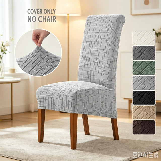 WANERQU Esszimmer Stuhl Schonbezug im skandinavischen Design, XL Größe, Grau, elastisch und waschbar - Bild 1