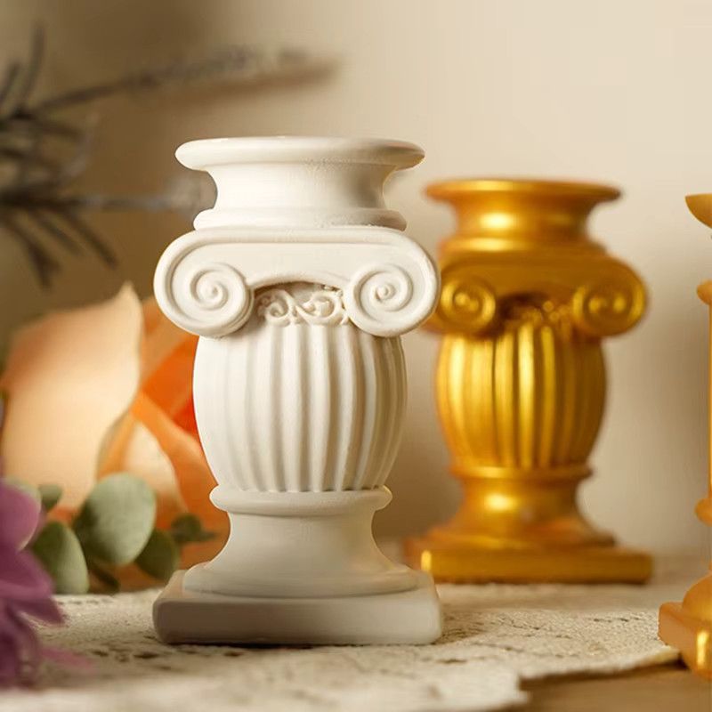 KuZHEN Kerzenständer in Form einer griechischen Säule, weiß, geometrisches Design für die Tischdekoration - Bild 3