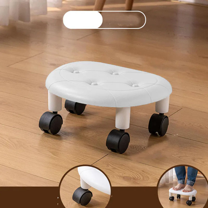 Rollbarer Hocker von OutsideWorld in Weiß mit PU-Oberfläche und Universalrädern für Wohnzimmer und Kinderzimmer - Bild 2