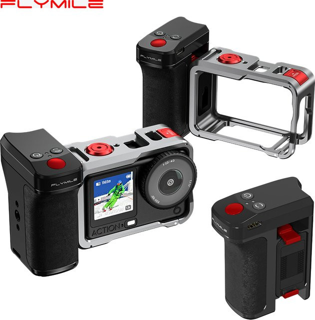 Flymile Bluetooth Street Grip Halterung mit Fernbedienung für DJI Action 6, 5 Pro und 4 in Schwarz - Bild 1