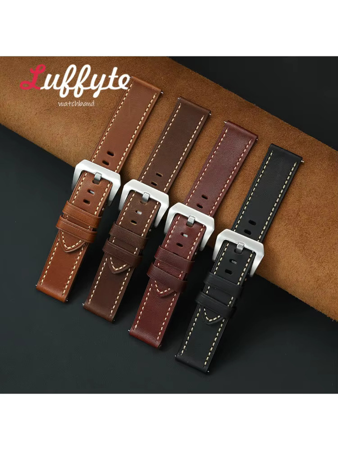 luffyte Uhrenarmband Leder, Schwarz, Herren - Bild 2