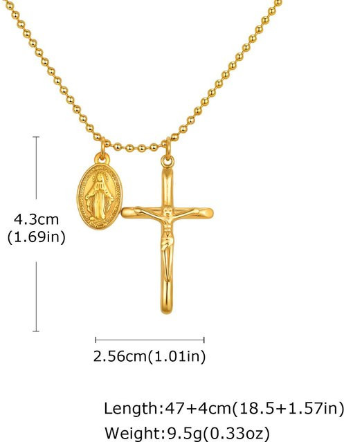 Lucky Star Jewelry Kreuzkette Edelstahl, Gold, Zirkonia, Herren - Bild 1