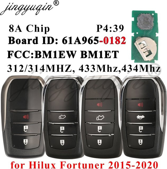 Smart Keyless Auto Schlüssel Fernbedienung für Toyota Hilux Fortuner Yaris Hiace 312/344 MHz Schwarz - Bild 1