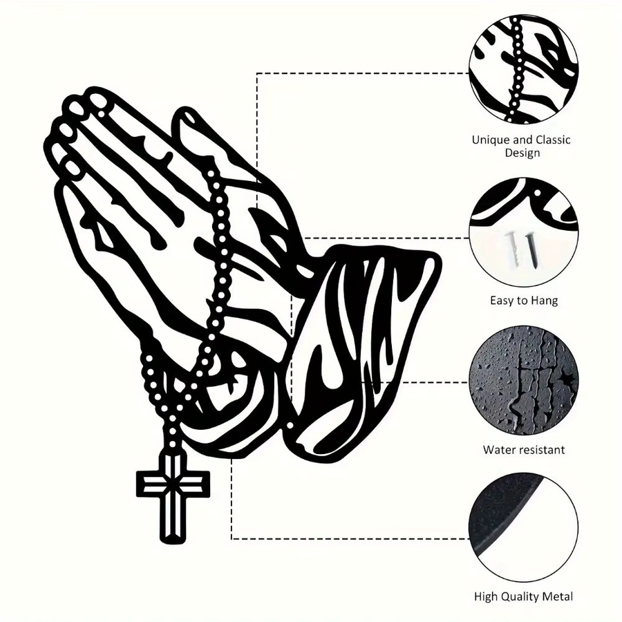 CIFbuy Metallwandkunst Gebetskreuz in Schwarz als christliches Ornament für Wohnzimmer oder Büro - Bild 4