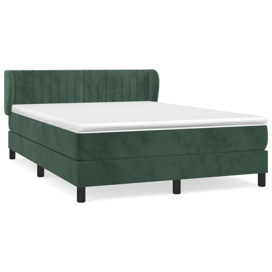 vidaXL Boxspringbett mit Matratze in Dunkelgrün aus Samt, Hybrid-Design mit Taschenfederkern, B/T: 140 x 190 cm - Bild 2