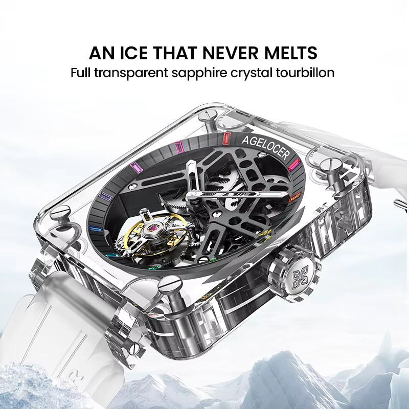 AGELOCER Tourbillon-Uhr, Handaufzug, Saphirglas, Eckig, Herren - Bild 2