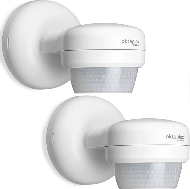 Oktaplex Mia Bewegungsmelder Außen 2er Set Weiß IP65 360 Grad Aufputz 230V - Bild 1