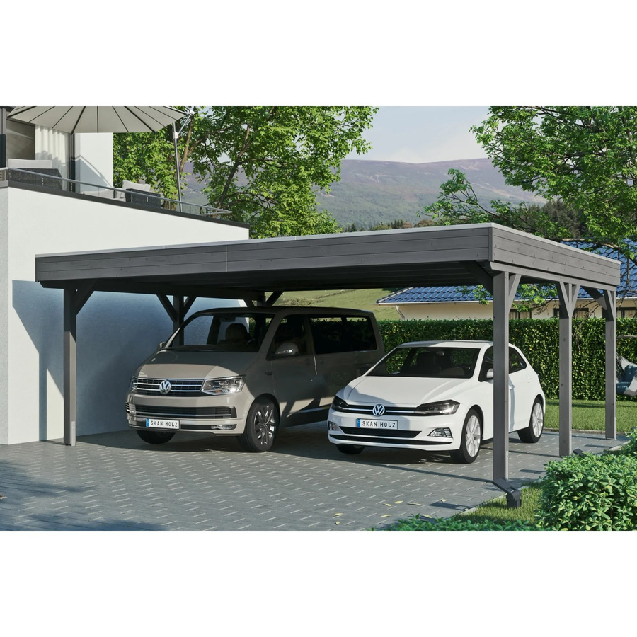 Skan Holz Carport Grunewald aus Fichten-Leimholz mit Aluminiumdach in Grau, B: 622 cm, T: 554 cm, H: 255 cm - Bild 2