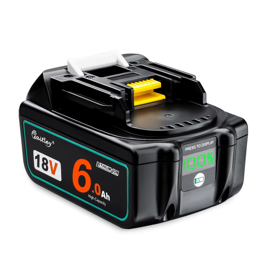 Waitley wiederaufladbarer Li-Ionen-Akku für Makita 18 V, 6000 mAh, Farbe: Schwarz - Bild 6