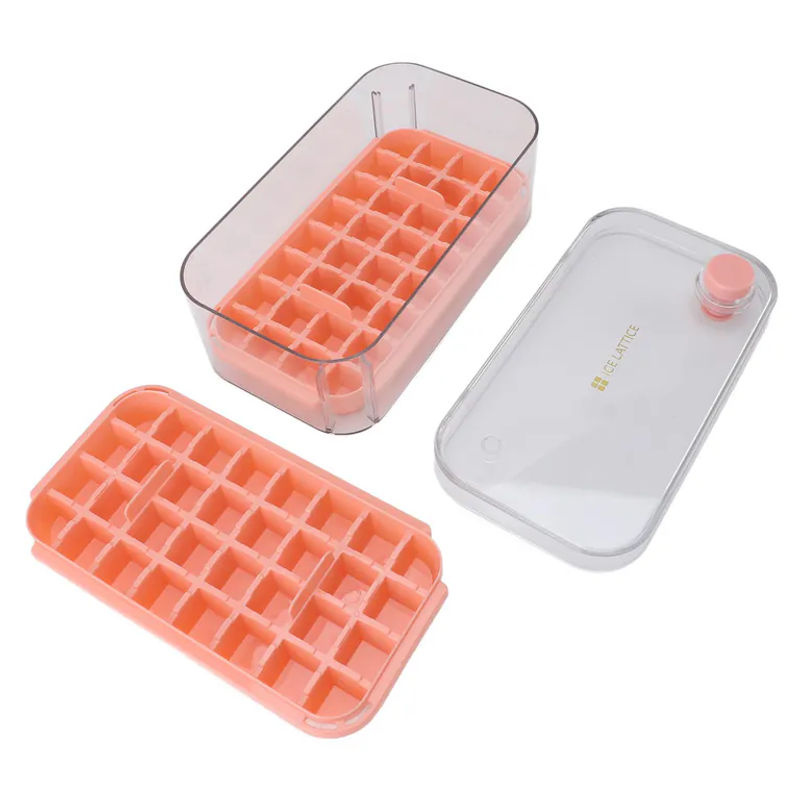 Eiswürfelbehälter OutsideWorld mit 64 Fächern in 2 Schichten, rosa Eiswürfelform mit Deckel und Schaufel, BPA-frei - Bild 2
