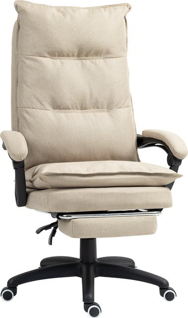 Aosom Vinsetto Massage-Chefsessel in Beige mit Leinenoptik, ergonomischer Rückenlehne, ausziehbarem Fußteil und 360 Grad Drehbarkeit - Bild 1
