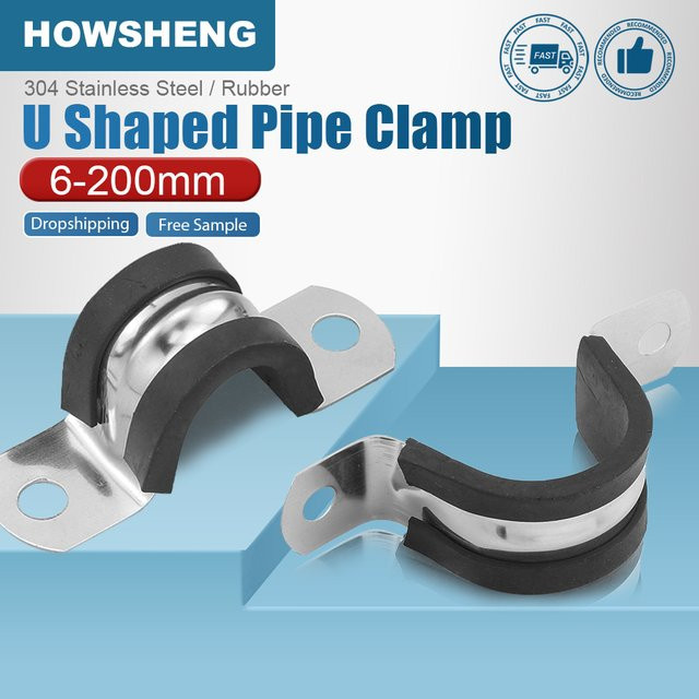 HOWSHENG Edelstahl Rohrschellen P-Clips mit Gummiauskleidung in Silber - Bild 1