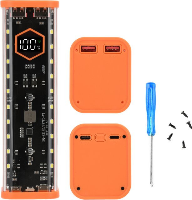 occkic DIY Powerbank-Gehäuse für 8x 21700 Batterien mit 22,5W Schnellladung und PD+ Blitzladung in Orange - Bild 1