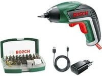 Bosch IXO V Akku-Schrauber 3.6V mit 32-teiligem Bit-Set in Weiß-Grün-Schwarz inkl. Akku - Bild 1