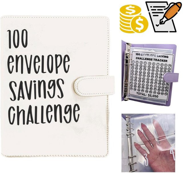 Yushena Challenge-Ordner mit 100 Geldumschlägen in Weiß zur Budgetplanung - Bild 1