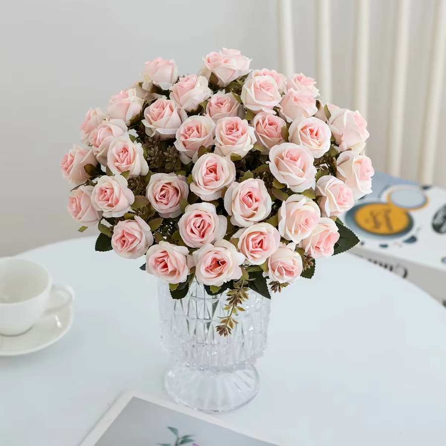 Künstliche Seidenrose XIAOYINMO in Pink für Hochzeitskranz, Brautstrauß und Tischdekoration - Bild 1