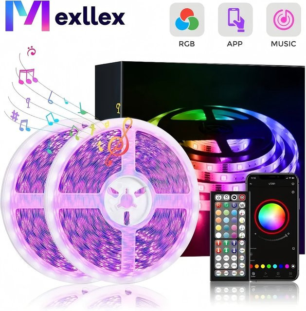 RGB-LED-Streifenlicht Set von aiopp mit DC24V, App-Steuerung, 44-Tasten-Fernbedienung, Timer und Dimmfunktion in Multicolour - Bild 1