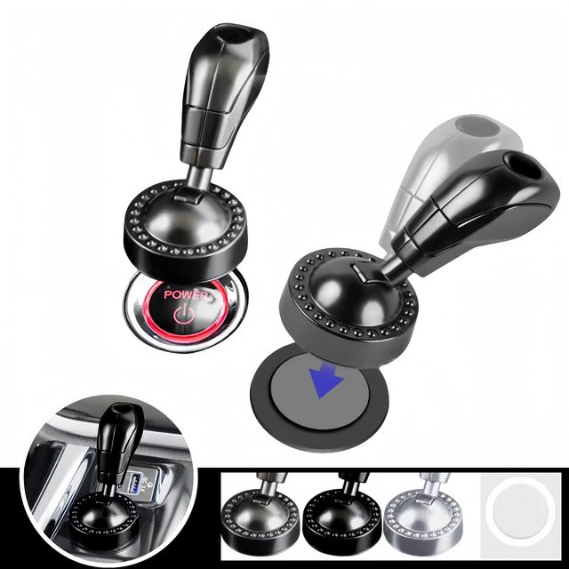 Dekorative Metall Abdeckung für Push Start Button als Auto Innenraum Zubehör in Silber oder Schwarz - Bild 1