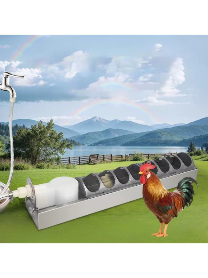 KX4B Edelstahl Hühnerfutterspender in Silber mit automatischer Nachfüllfunktion für den Hühnerstall - Bild 2
