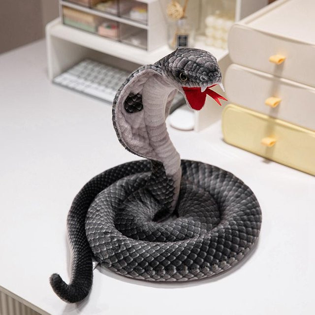 Yiran toy Simulation Kobra Plüschtier, Grau, 115cm - Bild 1