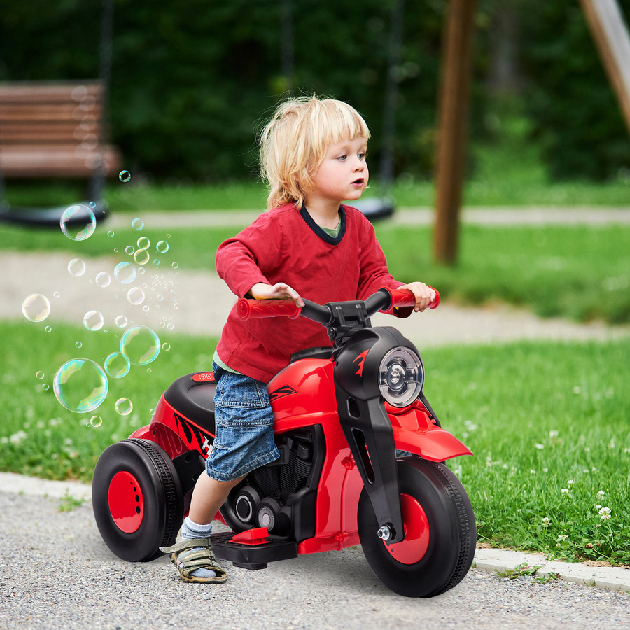 AIYAPLAY Elektro Kindermotorrad, 6V, mit Seifenblasenmaschine, Musik, Scheinwerfer, Rot, ab 2 Jahre - Bild 2