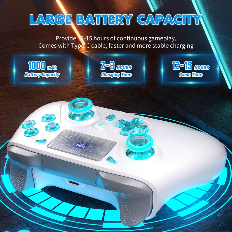 GAMROMBO Wireless Controller in Weiß für PlayStation 4, PS4 Pro, Slim, PS3, PC, iOS und Nintendo Switch mit 6-Achsen-Bewegungssensor, Vibration und 3,5 mm Klinkenanschluss - Bild 2