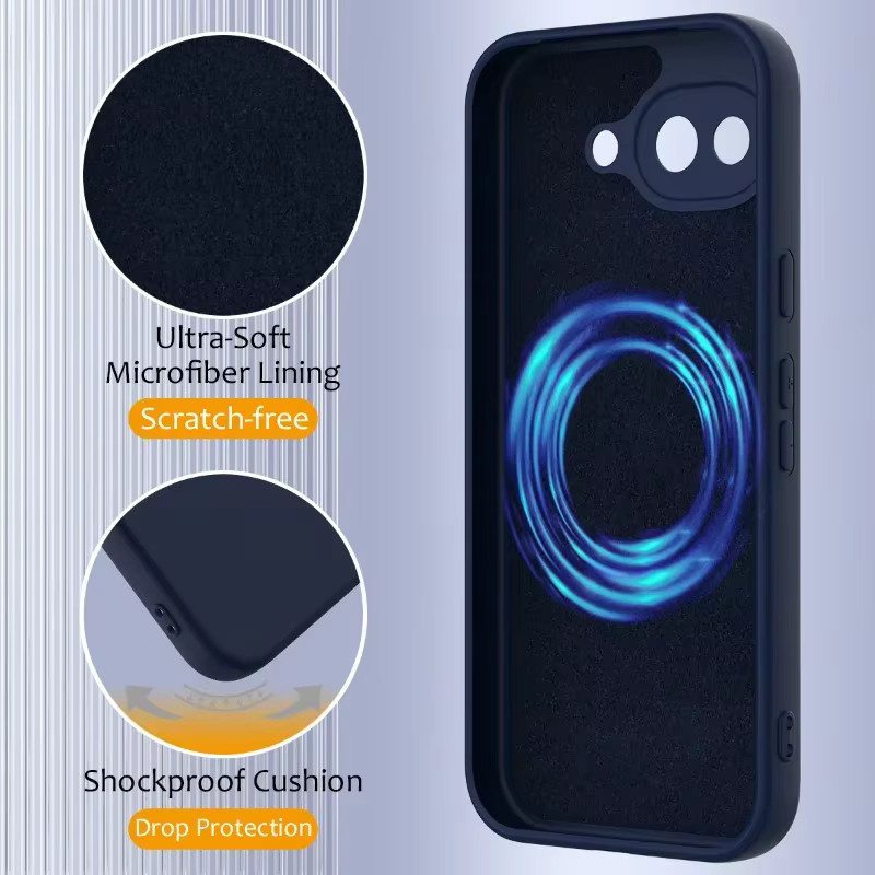 Premium Skin Feel Flüssigsilikonhülle für Google Pixel 11 10 9 Pro XL 8 A 7 A mit MagSafe Wireless Charging Kompatibilität in Purple und Blue - Bild 3